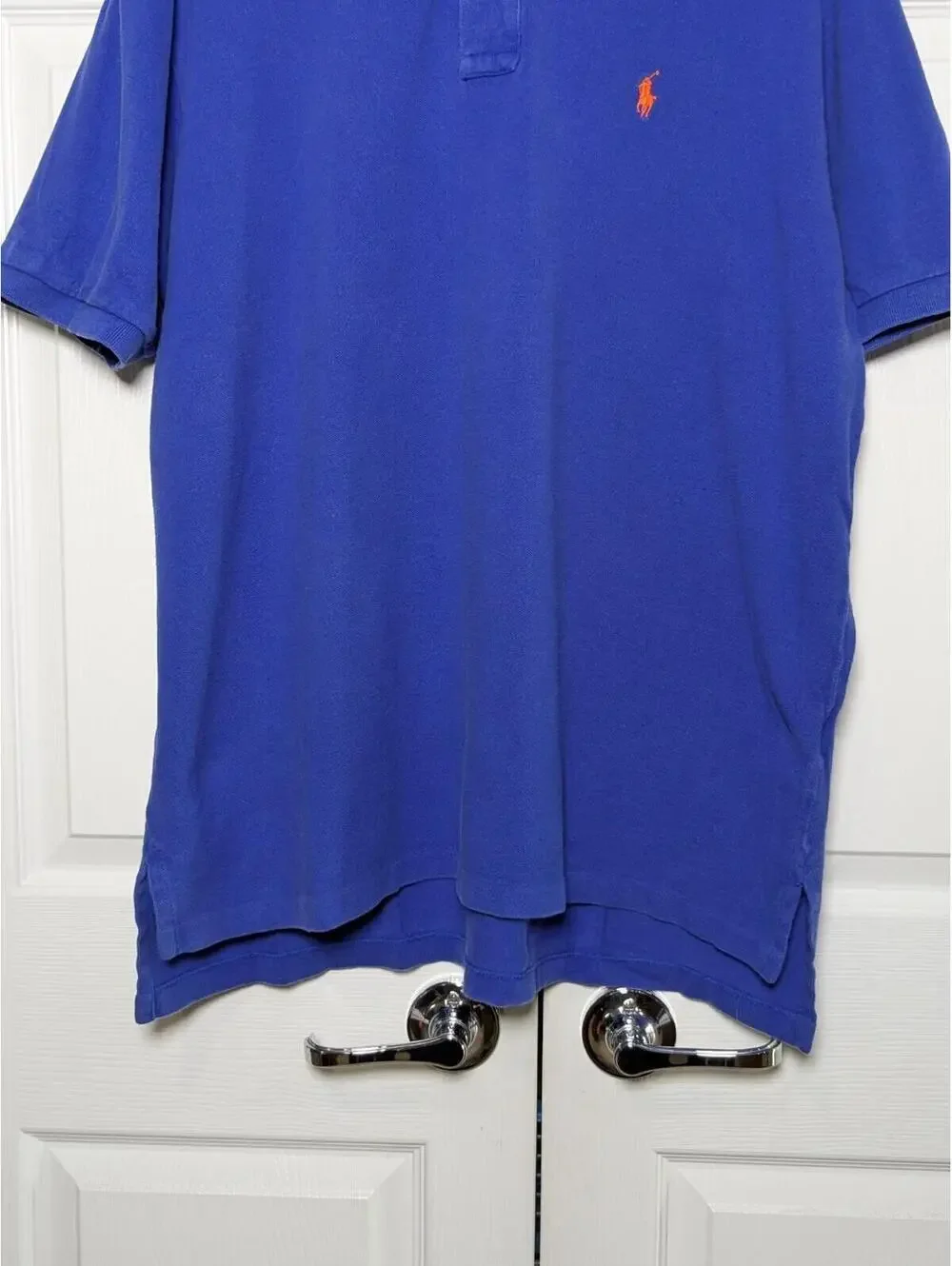 Polo by Ralph Lauren Men’s Polo Shirt, Blue w/ Orange Logo, Big & Tall Size XXL
